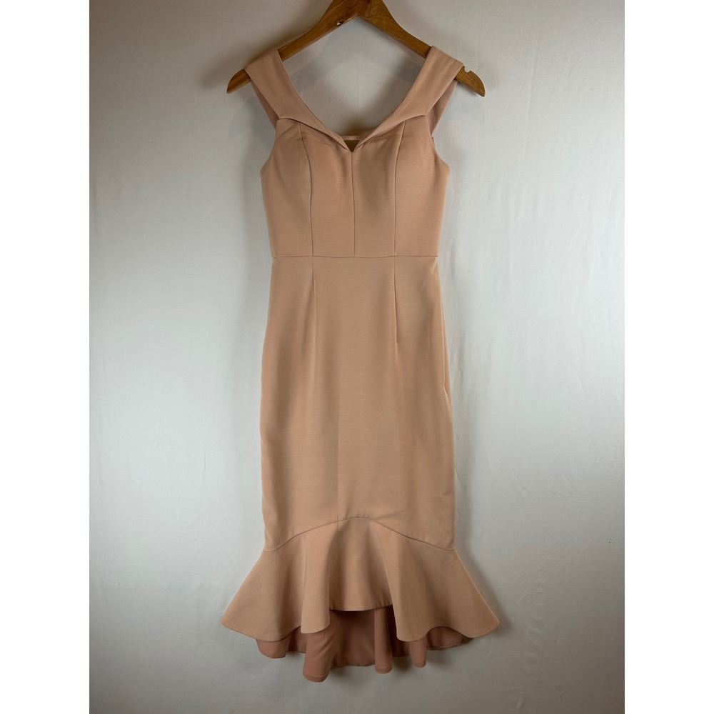 Love Honor Rosetta Midi Dress Powder Pink Mermaid High-Low Ruffle Size 8 New